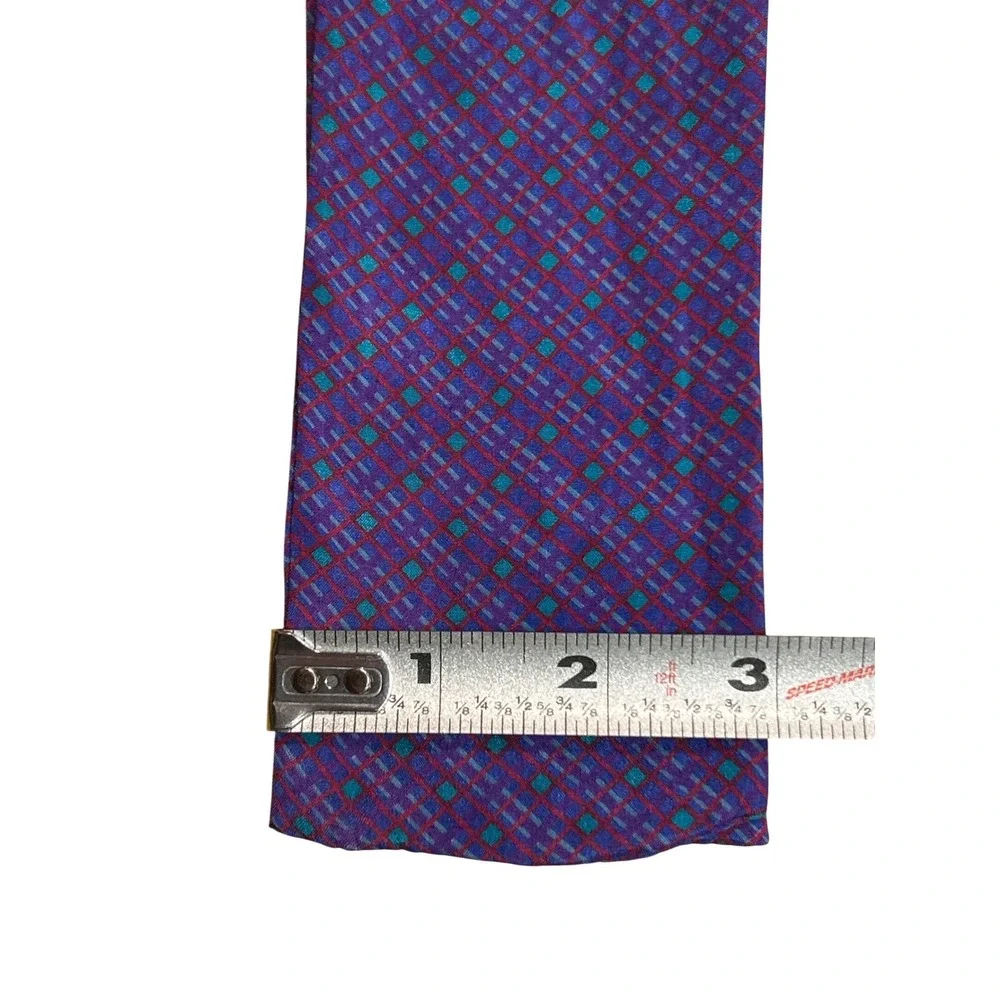 Vintage Purple Teal‎ Geometric Skinny Scarf Neck Tie Retro Accessory